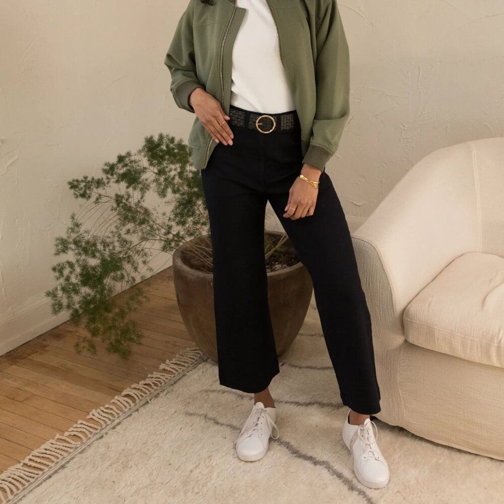 Able Wide leg crop twill pants, black, size 8, New With tags